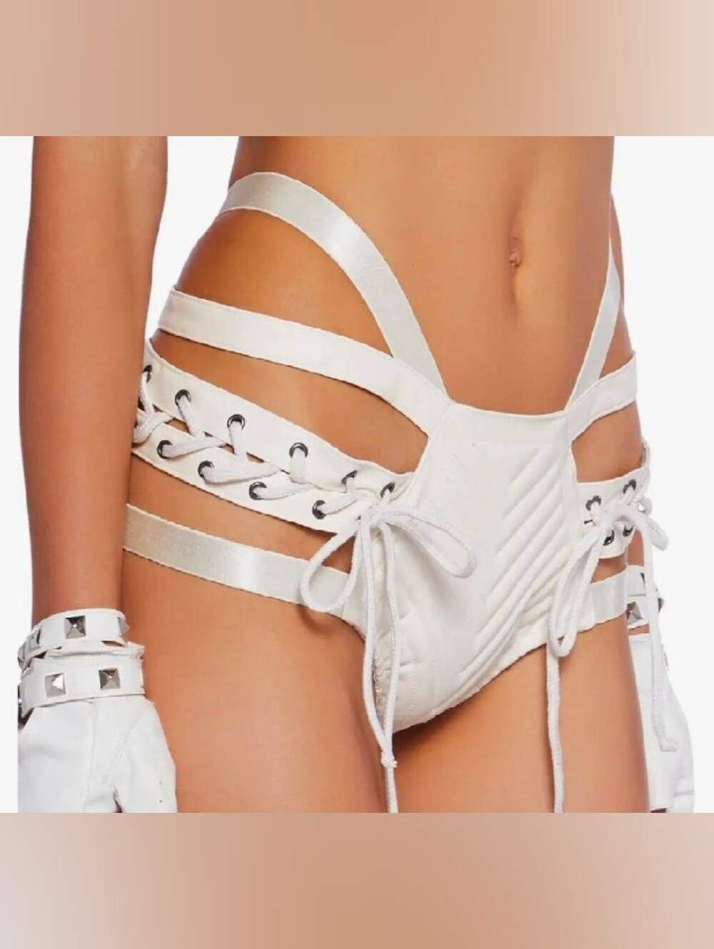 Dolls Kill Rude Awakening Lace-Up harness Shorts by Club Exx - Picture 9 of 14